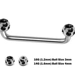 Surface Jewelry, Nape Piercing with 5 Stone Crystal - Titanium 16g 14g Implant Grade 90 degree Staple Bar - Collar Bone Piercing