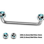Surface Jewelry, Nape Piercing with 5 Stone Crystal - Titanium 16g 14g Implant Grade 90 degree Staple Bar - Collar Bone Piercing