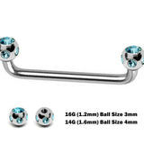 Surface Jewelry, Nape Piercing with 5 Stone Crystal - Titanium 16g 14g Implant Grade 90 degree Staple Bar - Collar Bone Piercing