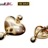 14K Gold Heart Belly Rings- Solid Gold Belly Button Ring with Gem Stone - 14g Belly Ring - Finest Quality Gold Body Piercing Jewelry