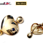 14K Gold Heart Belly Rings- Solid Gold Belly Button Ring with Gem Stone - 14g Belly Ring - Finest Quality Gold Body Piercing Jewelry