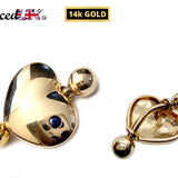 14K Gold Heart Belly Rings- Solid Gold Belly Button Ring with Gem Stone - 14g Belly Ring - Finest Quality Gold Body Piercing Jewelry