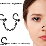 Nasallang Nose Screw Piercing, 2pcs Nostril Studs with Single Chain Piercing - 18G Nose Piercing with Fixed Ball Nostril Jewelry