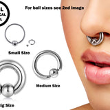 Captive Ball Ring Piercing 00g to 10g Big Gauge is with Spring Ball Septum Nose Piercing Jewelry Also Piercing for Genital