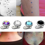 Internal Dermal Anchor Piercing, Collar Bone Piercing with Gem CZ Crystal - Titanium 14G Micro Dermal Implant Skin Jewelry