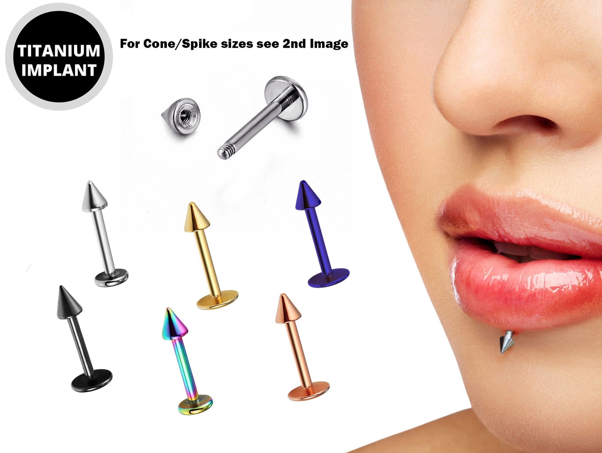 Labret Spike Lip Jewelry Cone/Spike Labret, Lip Piercing Stud In