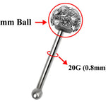 Straight Nose Stud Piercing, Titanium 20g Nose Pin with Fixed Ball CZ Crystals - Body Piercing for Nostril Stud, Nose Piercing, Nose bone