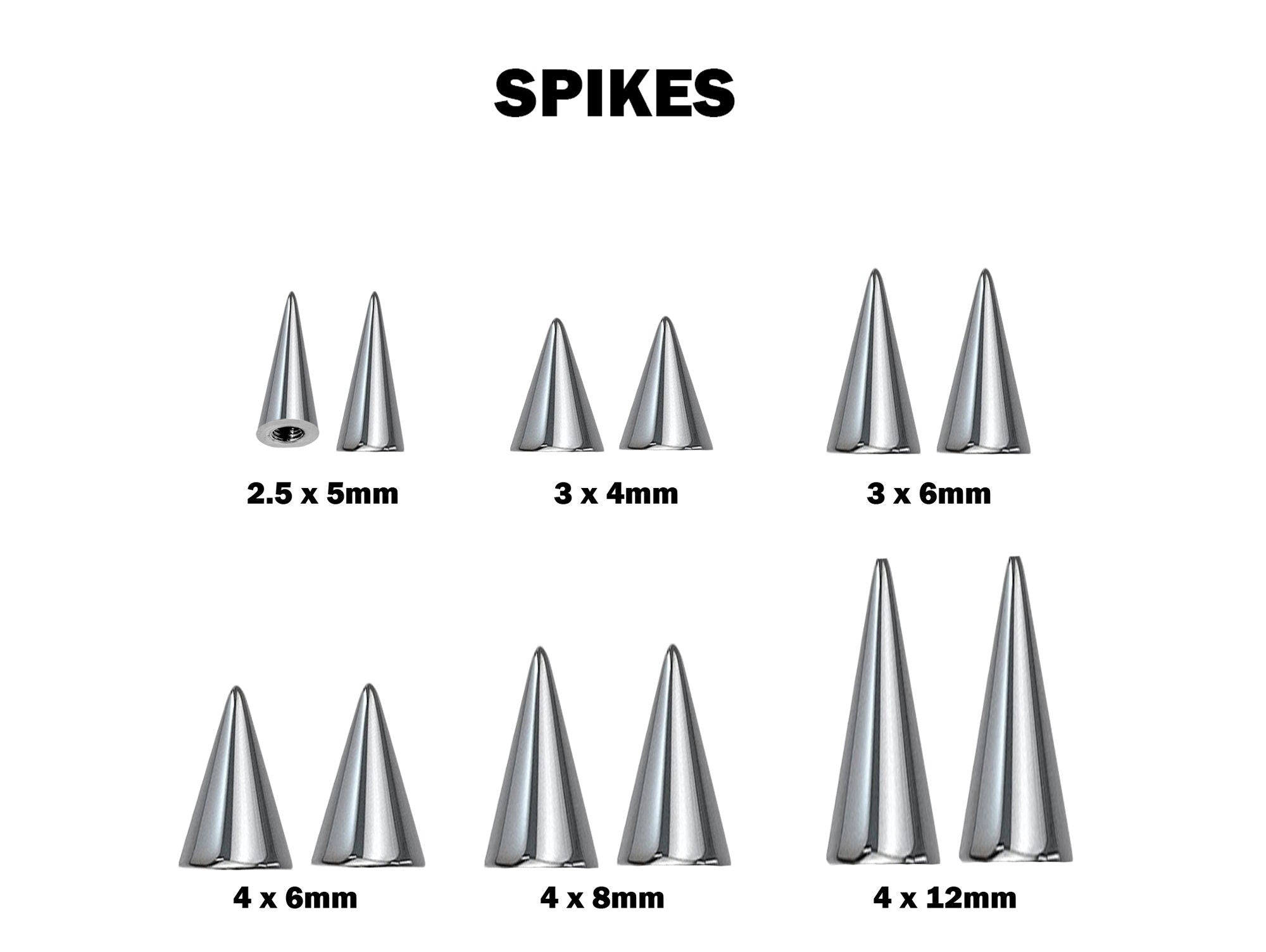 Cone / Spike Nose Bridge Barbell Upper Nose Piercing with Double Chain - 20G 18G 16G 14G Straight Barbell - Choose Spike and Cone Size