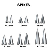 Cone / Spike Nose Bridge Barbell Upper Nose Piercing with Double Chain - 20G 18G 16G 14G Straight Barbell - Choose Spike and Cone Size