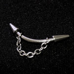 Nose Bridge Curved Barbell Piercing Cone/Spike Bent Bar with Chain Nose Jewelry - Titanium 18G 16G 14G Piercing Also for Lips, Belly, Rook