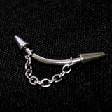 Nose Bridge Curved Barbell Piercing Cone/Spike Bent Bar with Chain Nose Jewelry - Titanium 18G 16G 14G Piercing Also for Lips, Belly, Rook