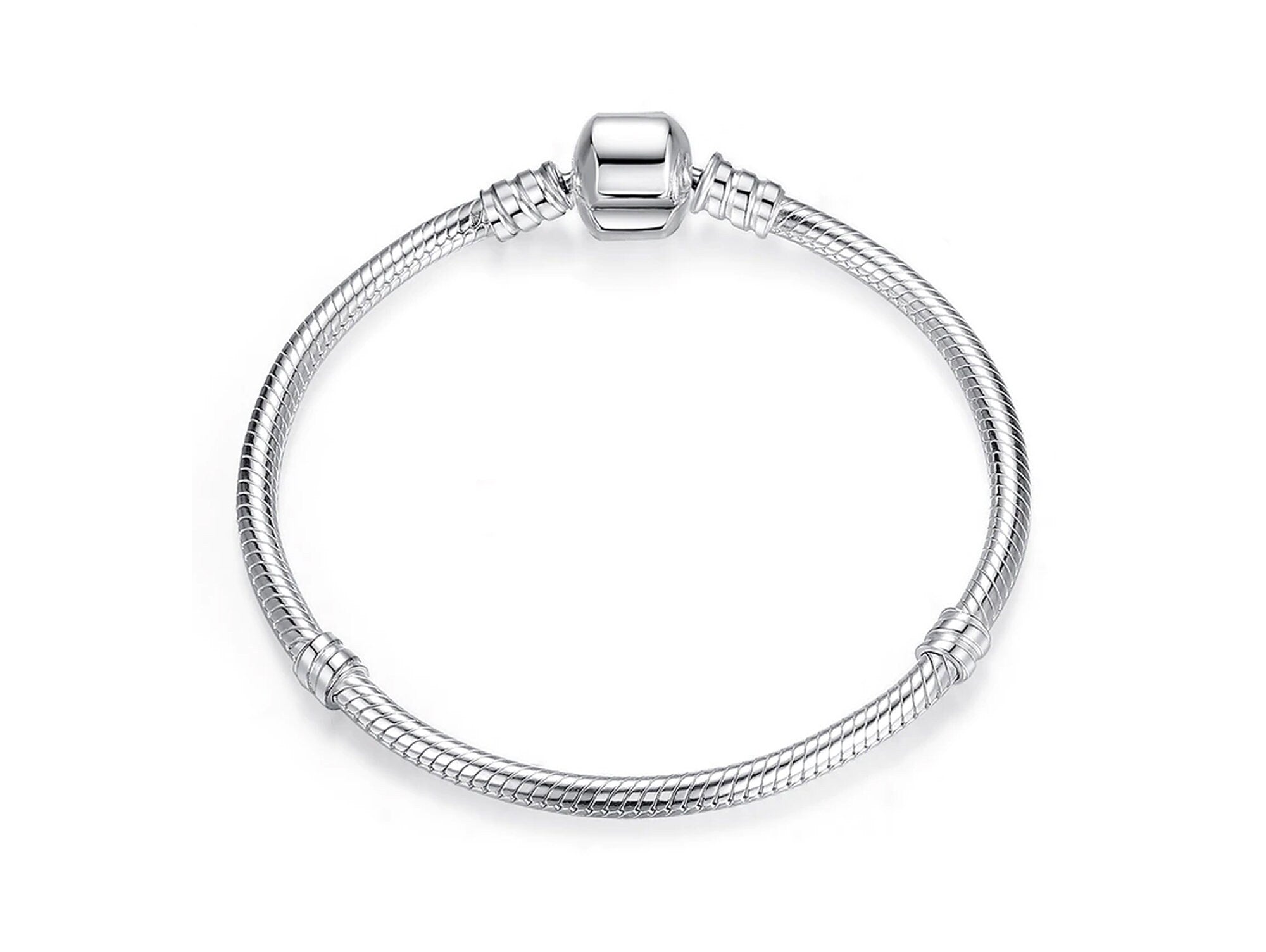 Snake Chain Bracelet & Necklace for European Charms and Beads - Silver Plated - DIY Charm Bangles Jewelry for Women