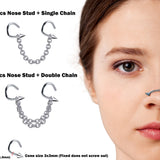 Spike Nasallang Nose Screw Piercing, 2pcs Nostril Studs with Chain Piercing - 18G Nose Piercing with Fixed Cone/Spike Black Nostril Jewelry