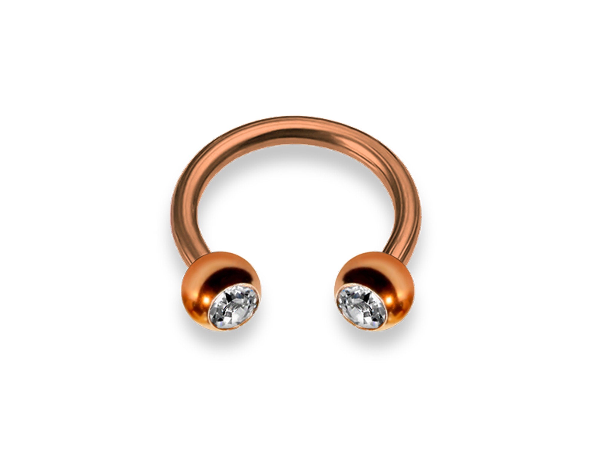 Horseshoe Ring Piercing Coloured with Gem Ball Crystals 18g 16g 14g Titanium Septum Jewelry Bull Piercing - Also for Nipple, PA Ring and Lip