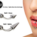 Vertical Labret Lip Piercings with Gem Ball Crystal Titanium Spikes / Cone 18g 16g 14g Curved Bar Also Piercing Stud for Anti- Eyebrow, Rook