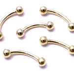 14K Solid Gold 14G Curved Barbell Piercing - Body Piercing for Eyebrow, Lip Studs, Rook Jewelry - Custom Ball Sizes Combination