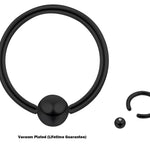 Black Captive Ball Ring Piercing 18g to 00g ,Big Gauge is with Spring Ball Septum Nose Piercing Jewelry Also Piercing for Genital