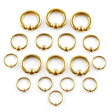 Gold Captive Ball Ring Piercing 18g to 00g ,Big Gauge is with Spring Ball Septum Nose Piercing Jewelry Also Piercing for Genital