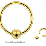 Gold Captive Ball Ring Piercing 18g to 00g ,Big Gauge is with Spring Ball Septum Nose Piercing Jewelry Also Piercing for Genital