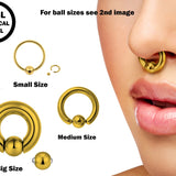 Gold Captive Ball Ring Piercing 18g to 00g ,Big Gauge is with Spring Ball Septum Nose Piercing Jewelry Also Piercing for Genital