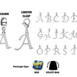 Silver Plain Initial Alphabet Charms Letter A-Z - Charm for European Bracelet - Available in Charm type and Lobster Clasp
