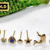 18K Gold Nostril Piercing, Nose Screw with Star Prong Set Crystal - Nose Stud, Nose Jewelry made of Gold