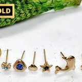 18K Gold Nostril Piercing, Star Shape Nose Pin with Highest Quality Round Crystal - Nose Stud made of Finest in Gold Nose Jewelry