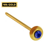 18K Gold Nostril Piercing, Round Shape Nose Pin with Highest Quality Round Crystal - Nose Stud made of Finest in Gold Nose Jewelry