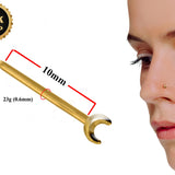 18K Gold Nostril Piercing, Moon Design Straight Nose Pin, Bone Stud Tiny Nose Ring - Nose Stud made of Finest Gold Nose Jewelry