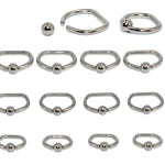 Titanium Nipple Ring Jewelry, Nipple D-Ring Ball Hoops, Captive Ring - 2pcs - Body Piercing Also for Daith, Septum, Eyebrow