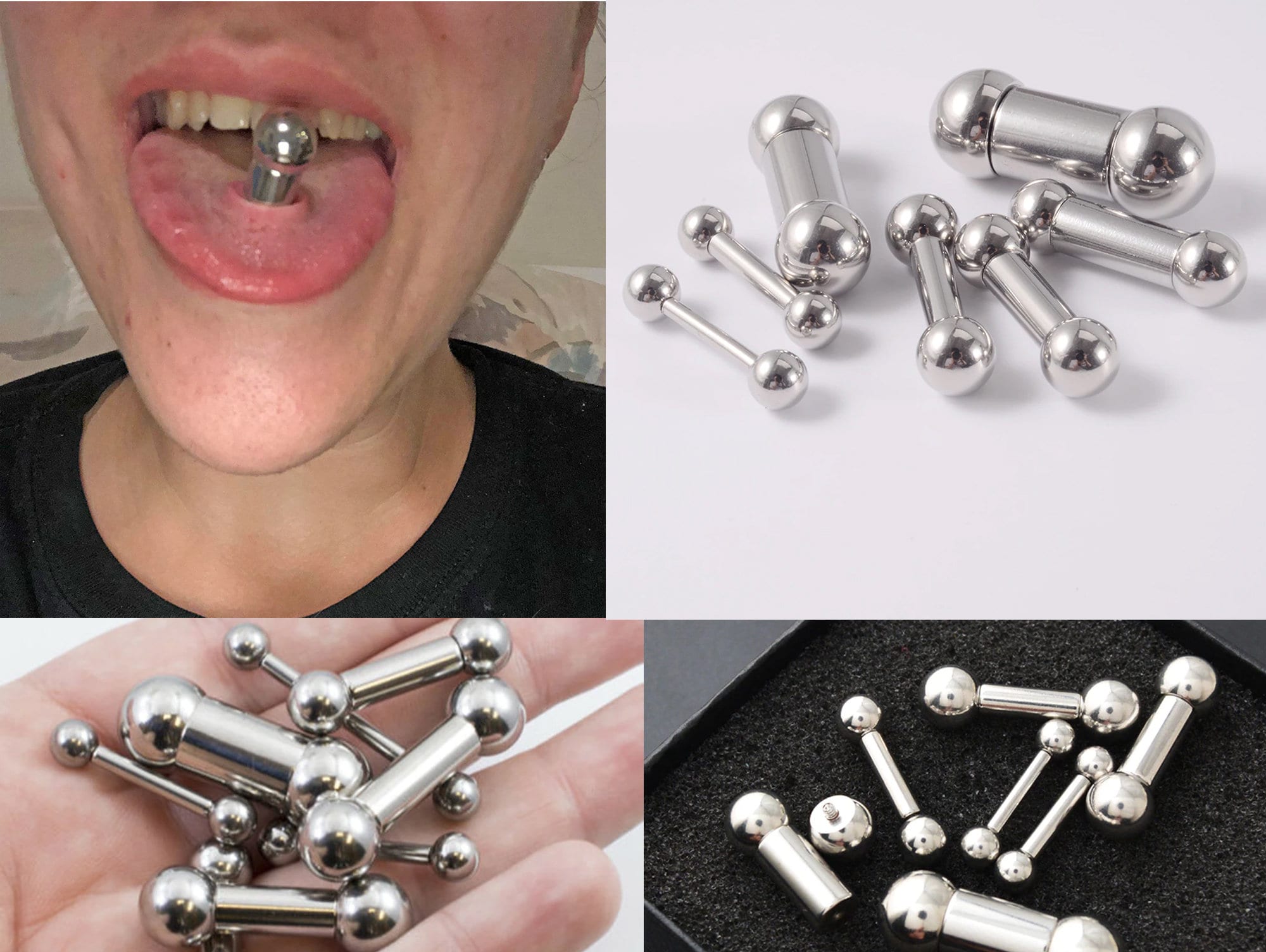 Big Gauge Barbell, Tongue Piercing, Stretcher - 4G to 0G Surgical Steel 316L Barbell Piercing- Body Piercing Also for Ears and Nose