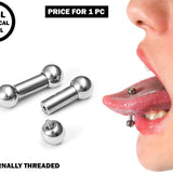 Big Gauge Barbell, Tongue Piercing, Stretcher - 4G to 0G Surgical Steel 316L Barbell Piercing- Body Piercing Also for Ears and Nose