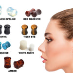 Double Flare Stone Ear Plugs Stretching Gauges, Expander, Big Gauges - 1 Pair (2pcs) - Size 8G 6G 4G 2G 1G 0G 00G