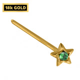 18K Gold Nostril Piercing, Star Shape Nose Pin with Highest Quality Round Crystal - Nose Stud made of Finest in Gold Nose Jewelry