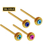 18K Gold Nostril Piercing, Round Shape Nose Pin with Highest Quality Round Crystal - Nose Stud made of Finest in Gold Nose Jewelry