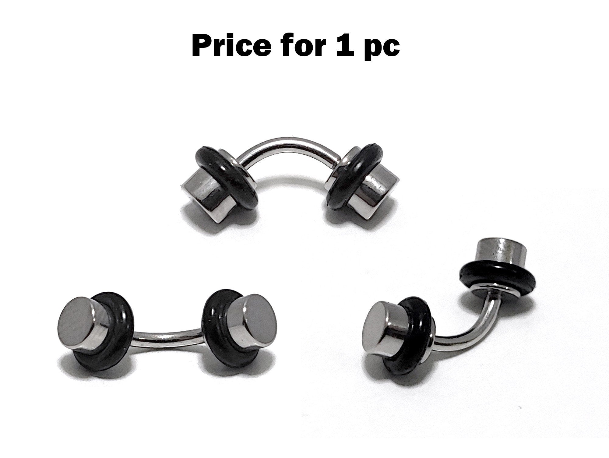 Titanium Spike Eyebrow Stud, Lip Piercings - Cone/Ball/Cylinder 16 gauge Curved Bar with Rubber O-ring - Also Piercing for Rook Earring