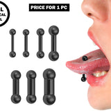 Big Gauge Black Barbell, Tongue Piercing Ring - 18 to 00G Surgical Steel 316L Barbell Piercing- Body Piercing Also for Ears and Nose