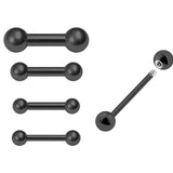 Big Gauge Black Barbell, Tongue Piercing Ring - 18 to 00G Surgical Steel 316L Barbell Piercing- Body Piercing Also for Ears and Nose