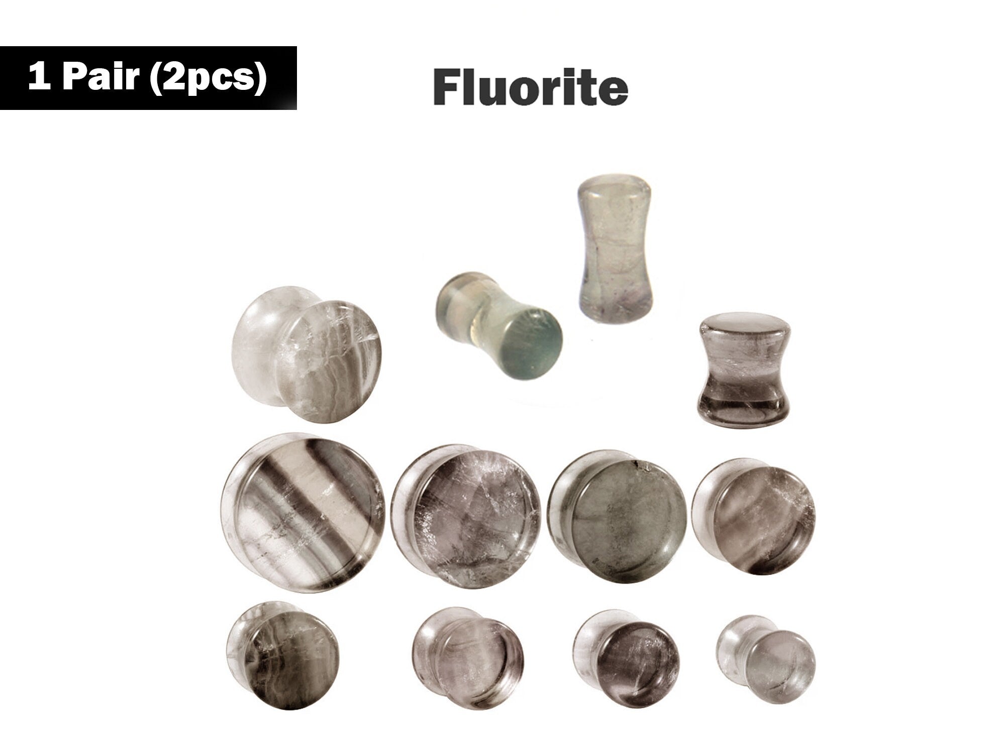 Double Flare Ear Plugs Tunnel - Natural Stone Stretching Gauges, Expander, Big Gauges - 1 Pair (2pcs) - Size 8G 6G 4G 2G 1G 0G 00G
