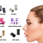 Double Flare Ear Plugs Tunnel - Natural Stone Stretching Gauges, Expander, Big Gauges - 1 Pair (2pcs) - Size 8G 6G 4G 2G 1G 0G 00G