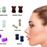 Natural Stone Plugs Earring - Stretching Gauges, Expander, Big Gauges - 1 Pair (2pcs) - Size 8G 6G 4G 2G 1G 0G 00G