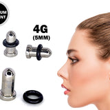 Titanium Cylinder Plugs, Bullet Style Tunnel Earrings with Rubber O-Ring - Size 5mm 4 Gauge Expander, Ear Stretchers