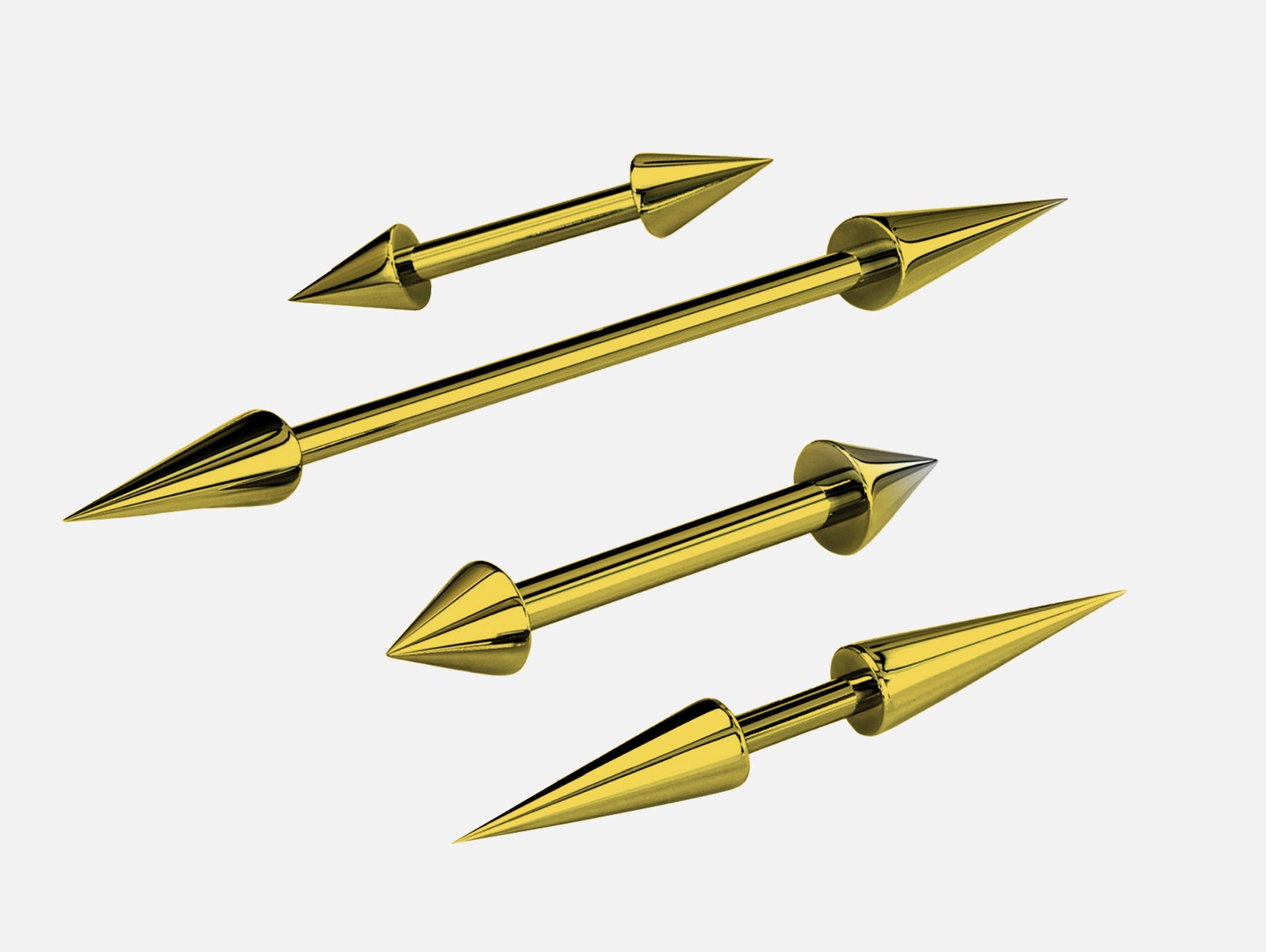 Titanium Gold Cone / Spike Nipple Barbell, Nipple Jewelry Studs 16g 14g Nipple Piercing - Straight Barbell Externally Threaded