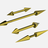 Titanium Gold Cone / Spike Nipple Barbell, Nipple Jewelry Studs 16g 14g Nipple Piercing - Straight Barbell Externally Threaded