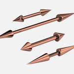 Titanium Rose Gold Spike Nipple Barbell, Nipple Jewelry Studs 16g 14g Nipple Piercing - Cone / Spike Straight Barbell Externally Threaded