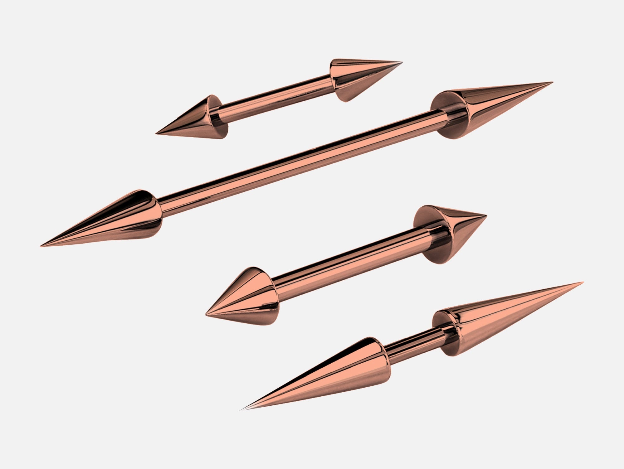 Titanium Rose Gold Spike Nipple Barbell, Nipple Jewelry Studs 16g 14g Nipple Piercing - Cone / Spike Straight Barbell Externally Threaded