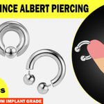 Prince Albert Piercing, Prince Albert Jewelry, PA Ring - Titanium Captive Bead Ring and Horseshoe Circular Barbell - 2pcs