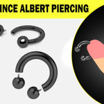 Black Prince Albert Piercing, PA Ring - Circular Barbell, Horseshoe Barbell 10G to 00G Body Piercing