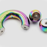 Rainbow Prince Albert Piercing, PA Ring - Circular Barbell, Horseshoe Barbell 10G to 00G Body Piercing