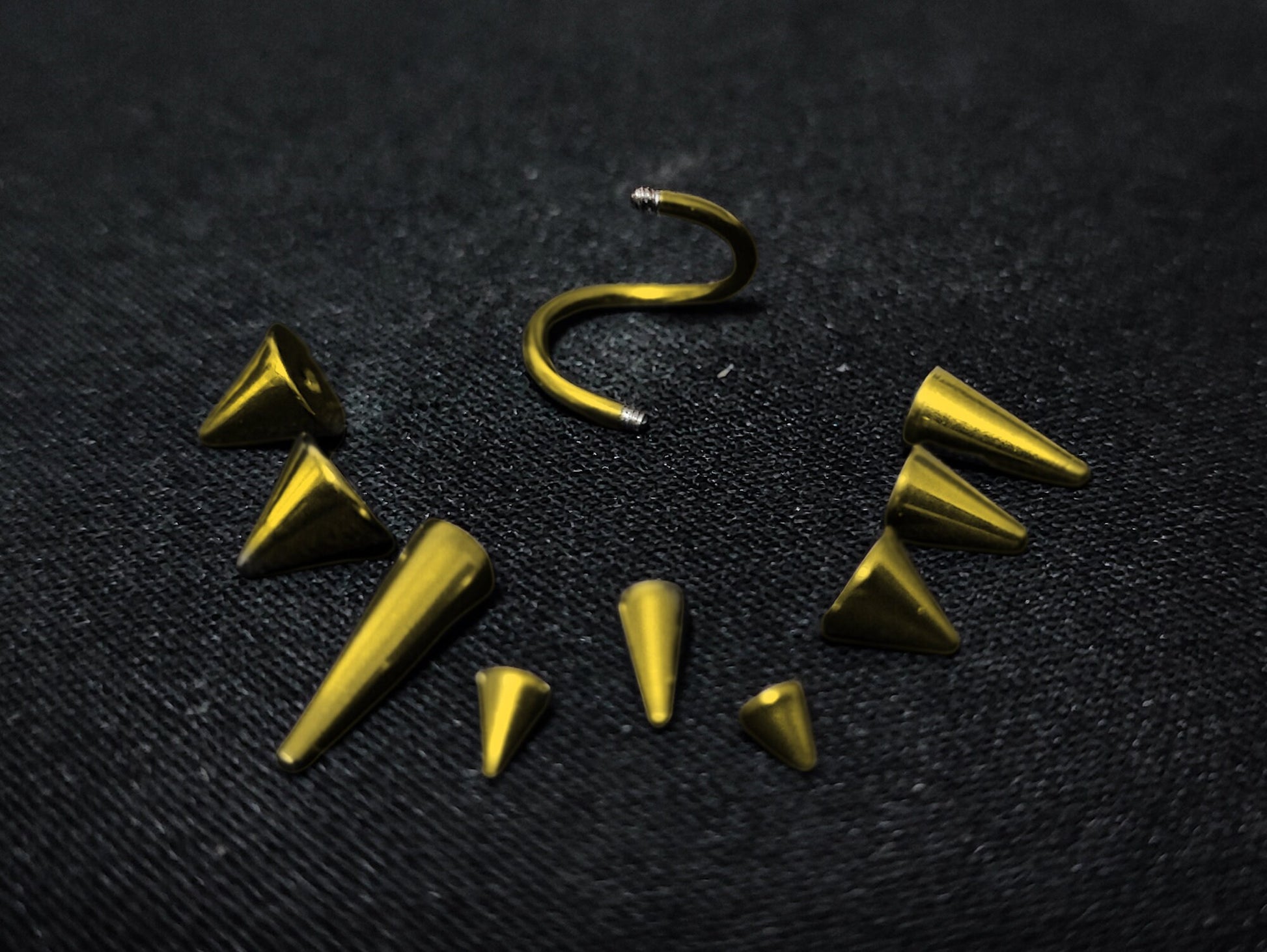 Gold Spike Spiral Helix Piercing - 18g 16g 14g Titanium Twisted Barbell Ear Piercing, Cartilage Ring, Lip Ring, Belly Ring